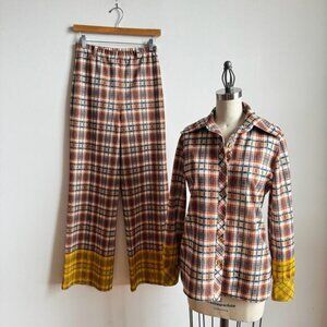 Vintage 70s JANTZEN Plaid 2 Piece Matching Disco Leisure Suit